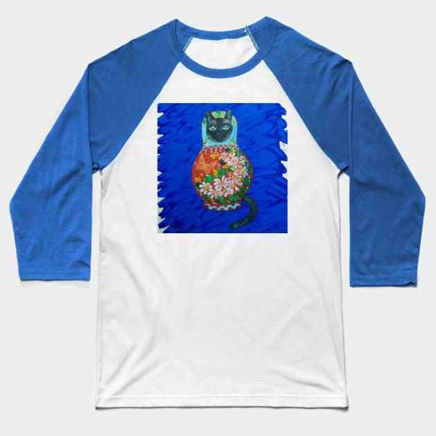 Matryoshka Cat Baseball T-Shirt by Novaart